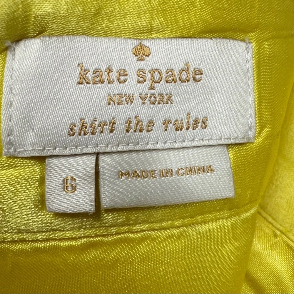 Kate Spade New York "Skirt the Rules" Neon Yellow A-Line Pencil Skirt - Size 6 - Picture 3 of 7